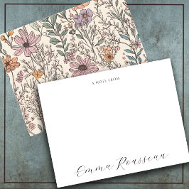 水彩ワイルドフラワースクリプトノート ノートカード