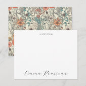 水彩ワイルドフラワースクリプトノート ノートカード (正面/裏面)