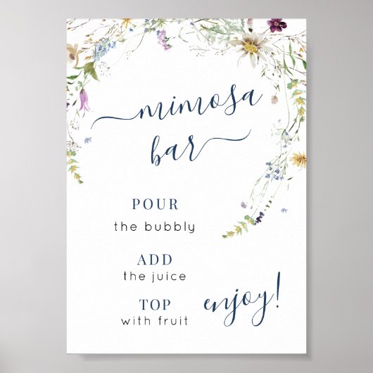 水彩ワイルドフラワースクリプトミモサバー標識 ポスター (正面)