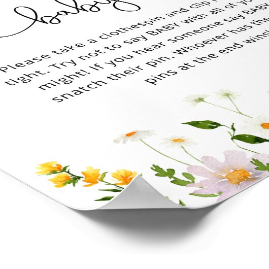 水彩ワイルドフラワースクリプト言わないベビーポスター ポスター (角)