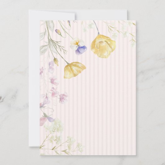 水彩ワイルドフラワーストライプの誕生日 招待状 (裏面)