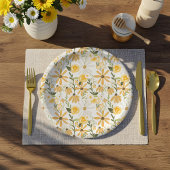 水彩ワイルドフラワースプリングタイム花模様 ペーパープレート