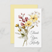 水彩ワイルドフラワーズありがとうございますフラットカード サンキューカード (正面/裏面)