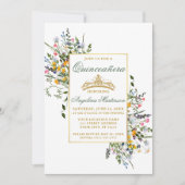 水彩ワイルドフラワーズキンセアニェラセージ緑 招待状 (正面)