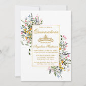 水彩ワイルドフラワーズキンセアニェラピンク赤面 招待状 (正面)