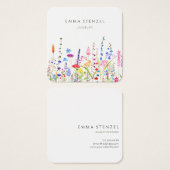 水彩ワイルドフラワーズスクエアビジネスカード (正面&裏面)