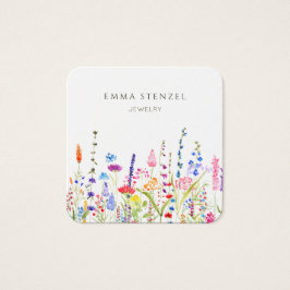 水彩ワイルドフラワーズスクエアビジネスカード
