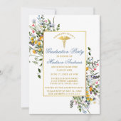 水彩ワイルドフラワーズダスティブルーナースグラードパーティー 招待状 (正面)