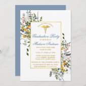 水彩ワイルドフラワーズダスティブルーナースグラードパーティー 招待状 (正面/裏面)