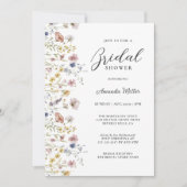 水彩ワイルドフラワーズフローラブライダルシャワー 招待状 (正面)