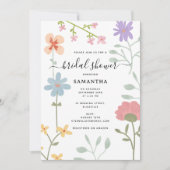水彩ワイルドフラワーズフローラブライダルシャワー 招待状 (正面)