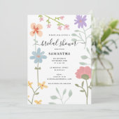 水彩ワイルドフラワーズフローラブライダルシャワー 招待状 (スタンド正面)