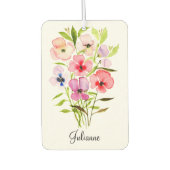 水彩ワイルドフラワーズフローラブーケ名 カーエアーフレッシュナー (正面)