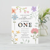 水彩ワイルドフラワーズフローラ第1誕生日 招待状 (スタンド正面)