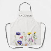 水彩ワイルドフラワーズボホスタイリッシュとモノグラム エプロン (正面)