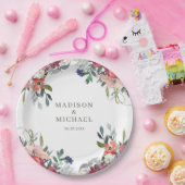 水彩ワイルドフラワーズボホ庭園の結婚式 ペーパープレート (パーティー)