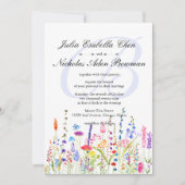 水彩ワイルドフラワーズモノグラム春の結婚式 招待状 (正面)