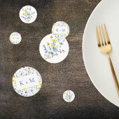 水彩ワイルドフラワーズモノグラム結婚ズ コンフェッティ