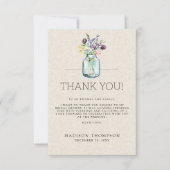水彩ワイルドフラワーズリネンボホブライダルシャワー サンキューカード (正面)