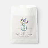水彩ワイルドフラワーズリネンボホブライダルシャワー フェイバーバッグ (正面)
