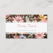 水彩ワイルドフラワーズヴィンテージレース素朴&ウッド 名刺 (正面)