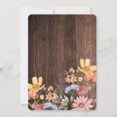 水彩ワイルドフラワーズヴィンテージレース&ウッド結婚ズ 招待状 (裏面)