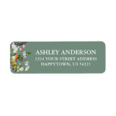 水彩ワイルドフラワーズ差出人住所セージ緑 ラベル (正面)