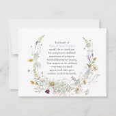 水彩ワイルドフラワーズ葬式スクリプトありがとう サンキューカード (正面)