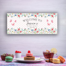 水彩ワイルドフラワーズ蝶ブライダルシャワー