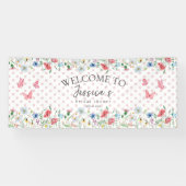 水彩ワイルドフラワーズ蝶ブライダルシャワー 横断幕 (横)