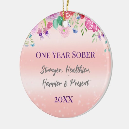 水彩ワイルドフラワーズ1年まじめな記念日 セラミックオーナメント (左)