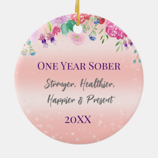 水彩ワイルドフラワーズ1年まじめな記念日 セラミックオーナメント (裏面)