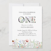 水彩ワイルドフラワーズ1st誕生日招待状 招待状 (正面)