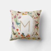 水彩ワイルドフラワーズ&蝶フローラガーデン クッション (裏面)