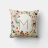 水彩ワイルドフラワーズ&蝶フローラガーデン クッション (正面)