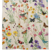 水彩ワイルドフラワーズ&蝶フローラガーデン シャワーカーテン (正面)