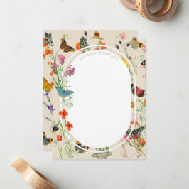 水彩ワイルドフラワーズ&蝶フローラガーデン ノートカード