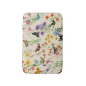 水彩ワイルドフラワーズ&蝶フローラガーデン バスマット (正面縦)