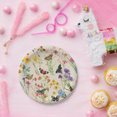 水彩ワイルドフラワーズ&蝶フローラガーデン ペーパープレート (パーティー)