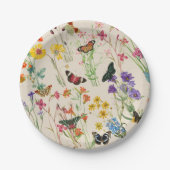 水彩ワイルドフラワーズ&蝶フローラガーデン ペーパープレート (正面)