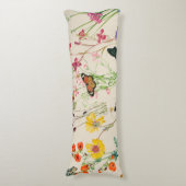 水彩ワイルドフラワーズ&蝶フローラガーデン ボディピロー (正面縦)