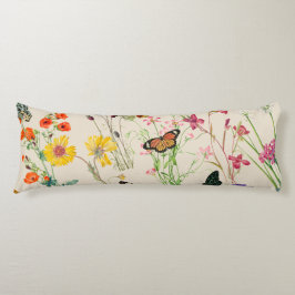 水彩ワイルドフラワーズ&蝶フローラガーデン ボディピロー