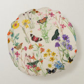 水彩ワイルドフラワーズ&蝶フローラガーデン ラウンドクッション (裏面)