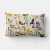 水彩ワイルドフラワーズ&蝶フローラガーデン ランバークッション (裏面)