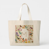 水彩ワイルドフラワーズ&蝶フローラガーデン ラージトートバッグ (裏面)