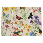 水彩ワイルドフラワーズ&蝶フローラガーデン ラージペーパーバッグ (正面)