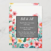 水彩ワイルドフラワーソフトパステル結婚ズ 招待状 (正面/裏面)