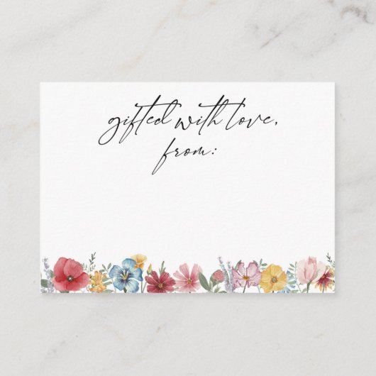 水彩ワイルドフラワータイポグラフィディスプレイシャワー エンクロージャーカード (裏面)