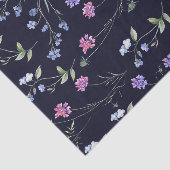 水彩ワイルドフラワーネイビーフローラルパターン 薄葉紙 (詳細)