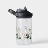 水彩ワイルドフラワーネームピンクグリーン植物学 ウォーターボトル (右面)